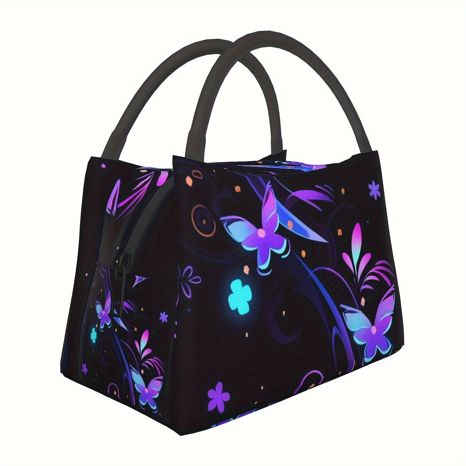 

Unisex Insulated Lunch Bag With Butterfly Design - Reusable, Waterproof Polyester Tote For Work, Picnics & Travel