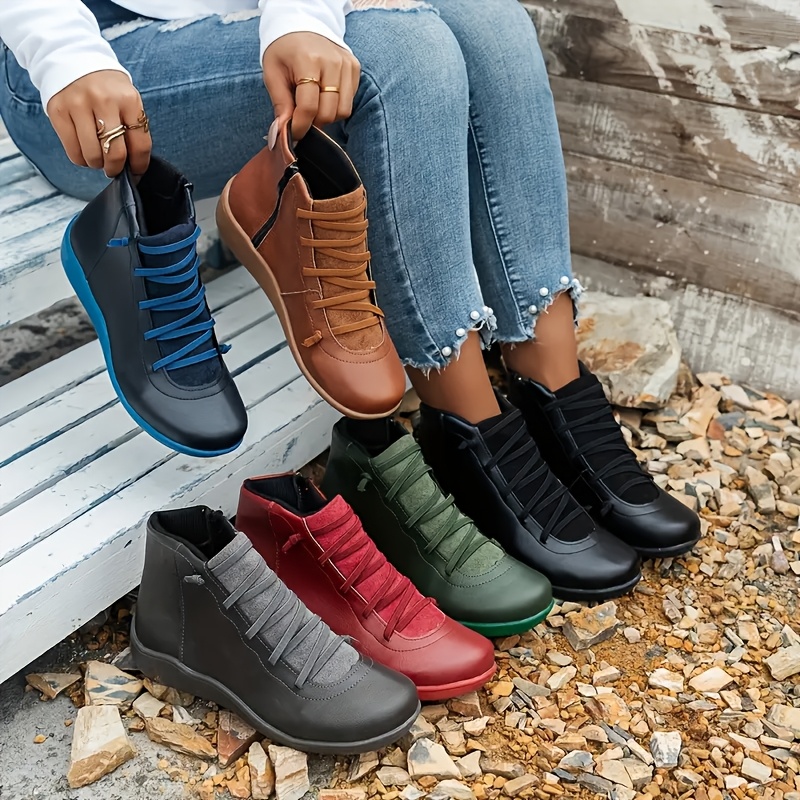 

Bottines tendance multicolores pour femmes avec fermeture éclair, élégantes et confortables.