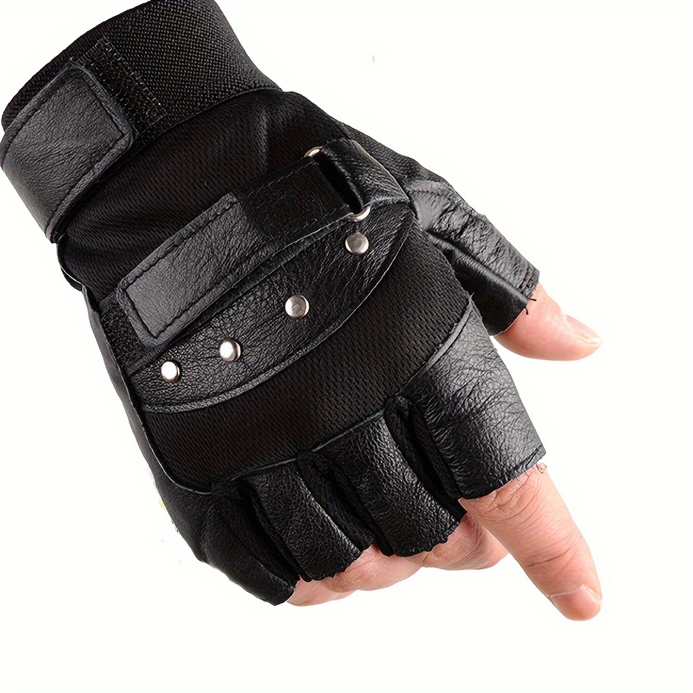 

Women's Half Finger Genuine Leather Gloves, Breathable Non-slip, For Weightlifting, Fitness, Cycling, Driving, Mountain Biking, Outdoor Use, Decorative, Washable, Color Block Print