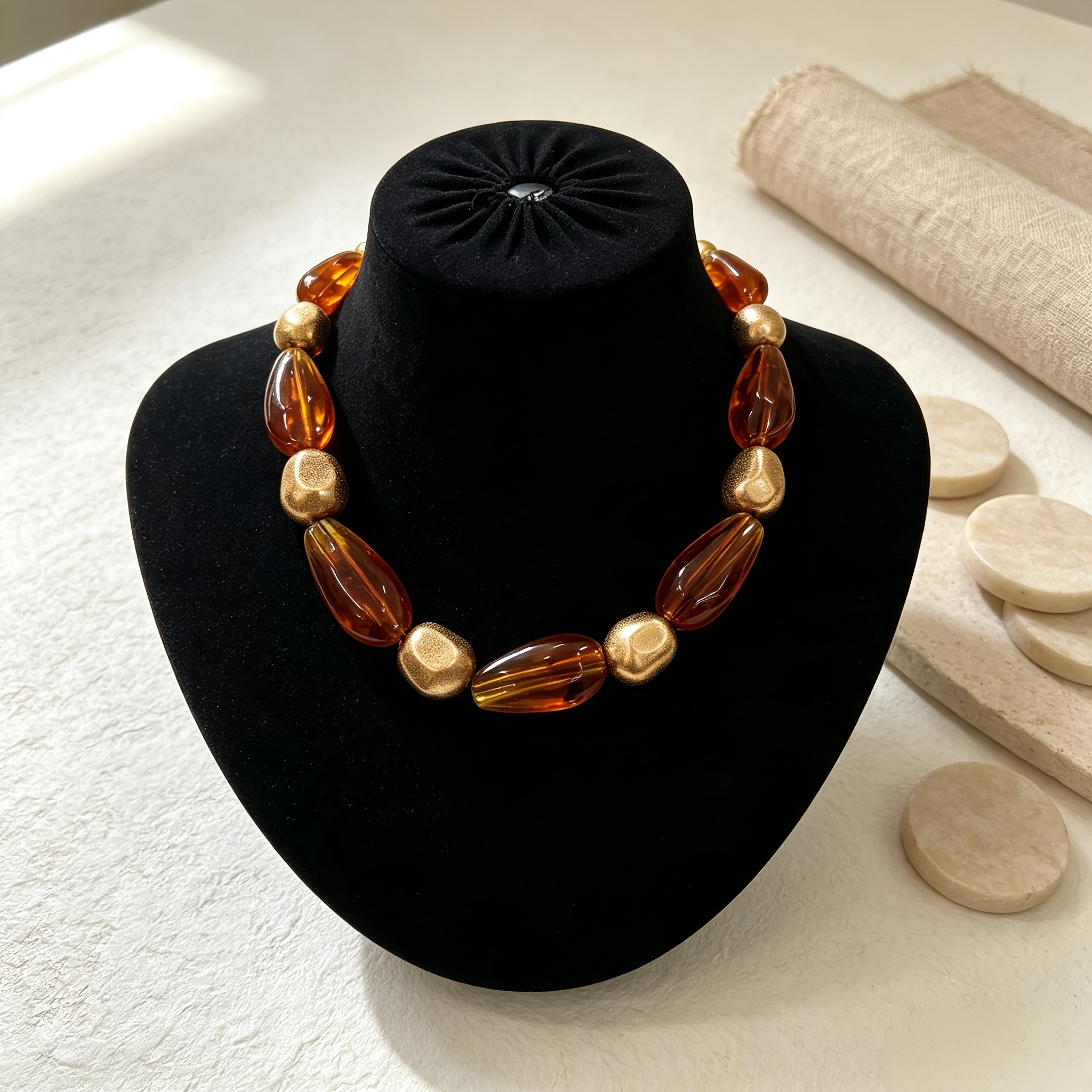 Women's Fashion Statement Necklace with Irregular Bead Chain