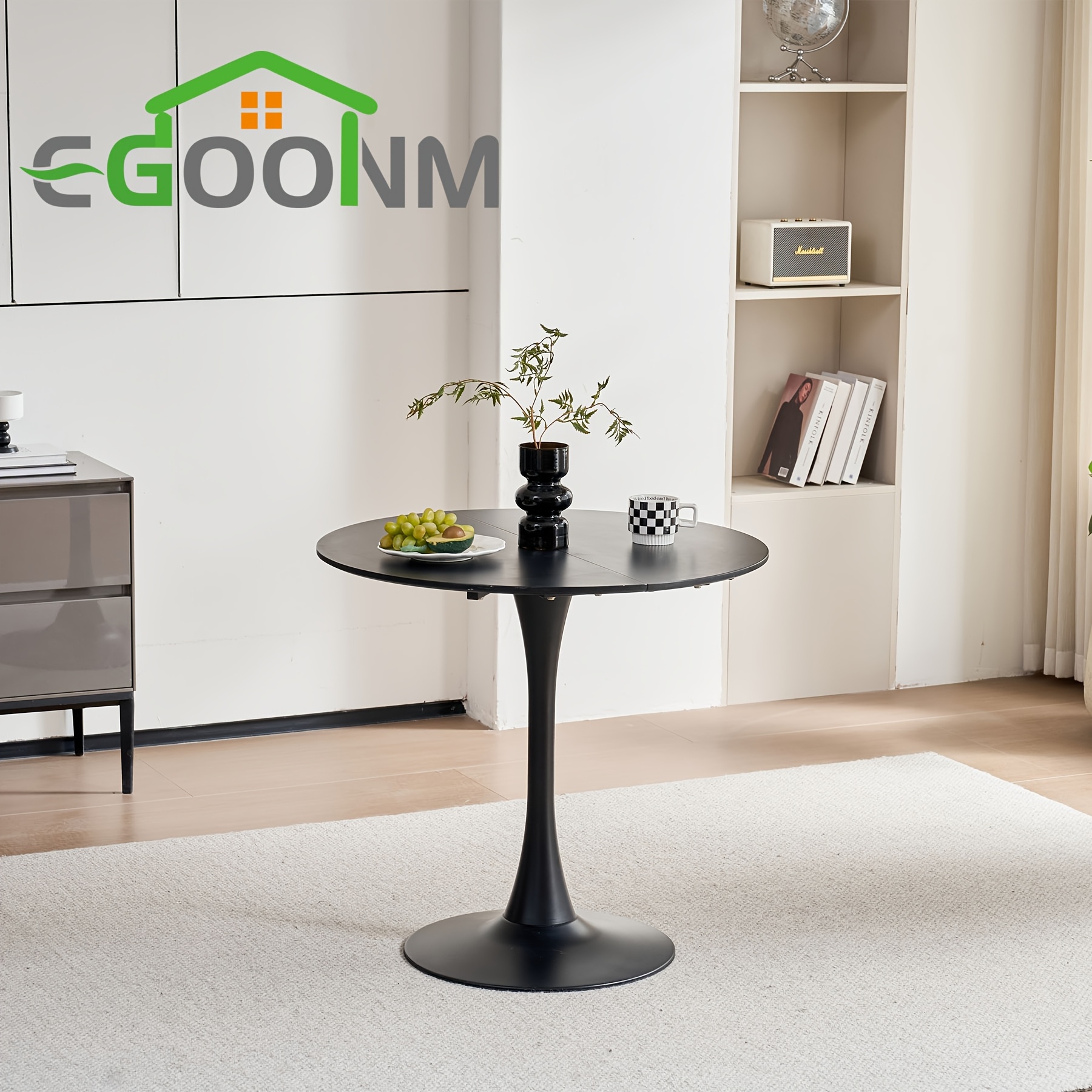 Egoonm 80cm Round Tulip Dining Table With Thickened Top And Metal Pedestal, Mid-century Modern Bistro Table For Kitchen, Small Spaces, Living Room, Cafe