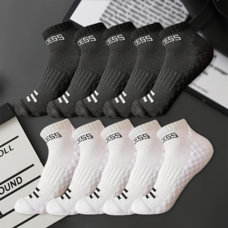 E-shop 10 Paar Unisex Sportsocken für den Knöchel - Atmungsaktiv, Weich, Rutschfest mit Handtuchsohle, Feuchtigkeitsableitend für Sport &