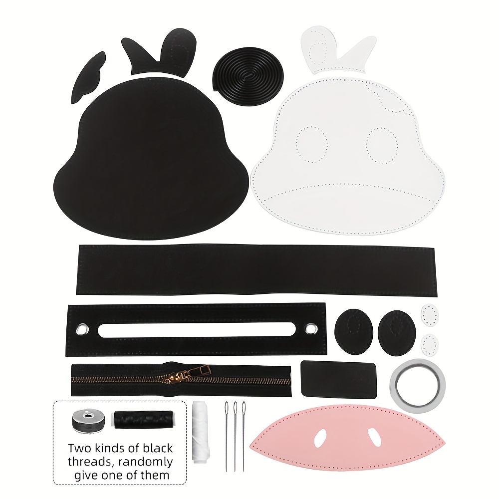TEMU 1 Set Qjh Cow Cowgirl Diy Leather-like Craft Kit - Complete Cow-themed Sewing Set With Pre-cut Patterns, Faux Leather & Zipper-free Closure For/
