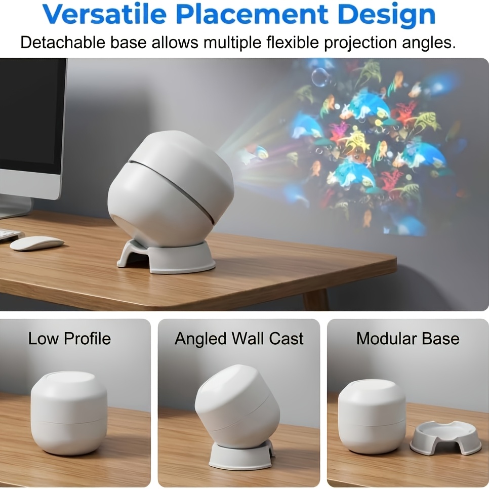 TEMU Projection Night Light, Led Decorative Lighting Projector, 360° Rotating Desk Lamp, Multi-angle Projection Lamp, Usb Powered, Ocean Projection