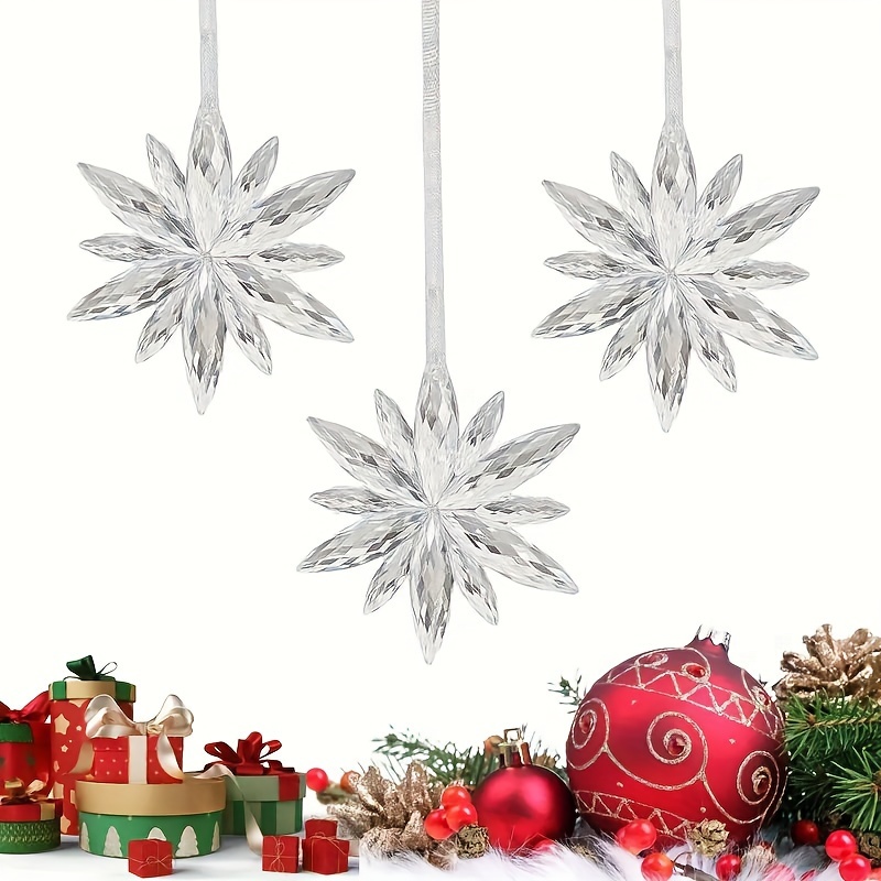 

10 Acrylic Christmas Decorations For Christmas Tree Decoration - Transparent Crystal Pendant