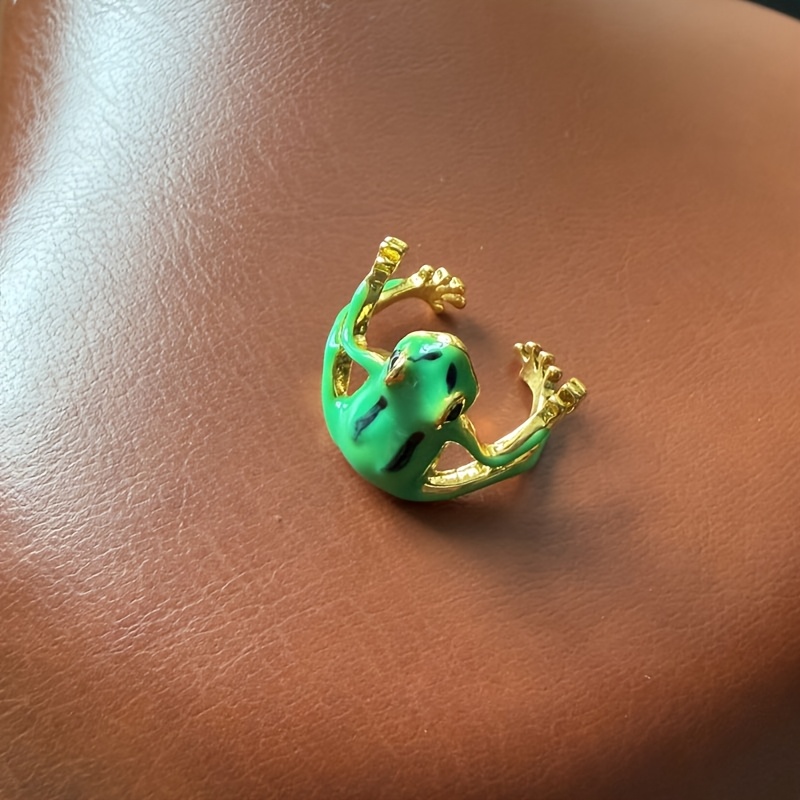 TEMU Anillo abierto de moda, 1 pieza, anillo de animal de súper tierno con esmalte de goteo, anillo unisex, regalo divertido