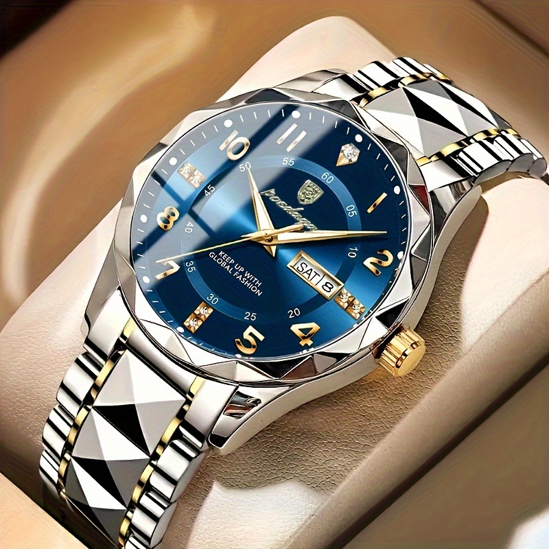 2pcs set of mens casual business luminous quartz watches details 1