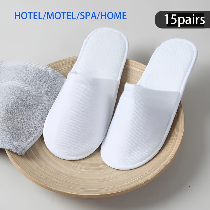 

15 Pairs/pack Men's Disposable Slippers, Lightweight Anti-skid Slip-on Indoor Shoes Hotel Shoes For Guests