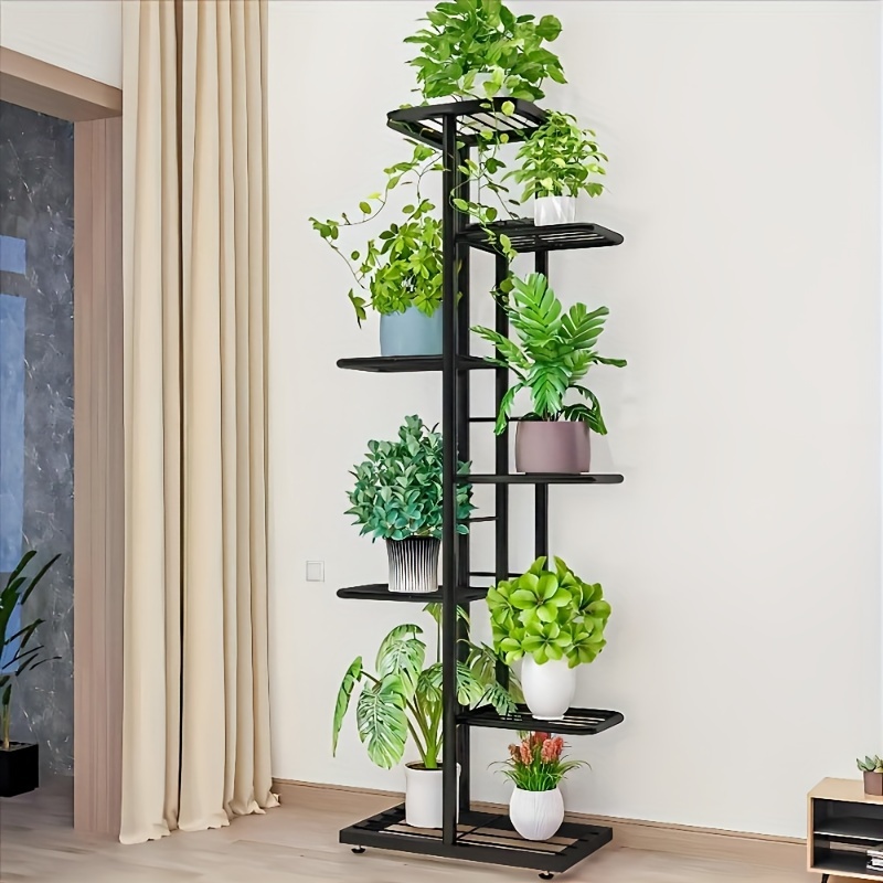 flower stand indoor outdoor metal flower staircase plant shelf flower shelf dark grey height 145cm for garden or balcony