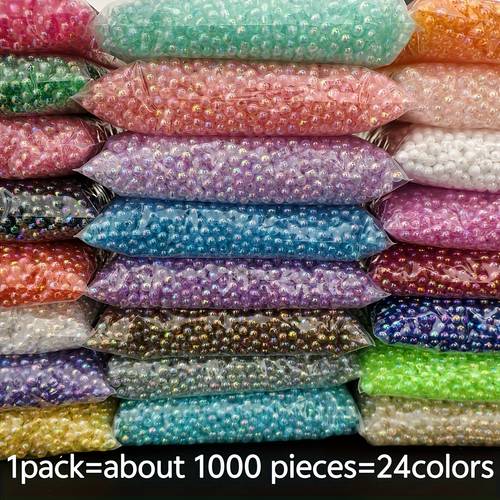 1000pcs of 6mm crafts in 24 bright colors acrylic perforated beads making kit multi functional beaded decorative art crafts accessories small business supplies ideal for friendship gifts and