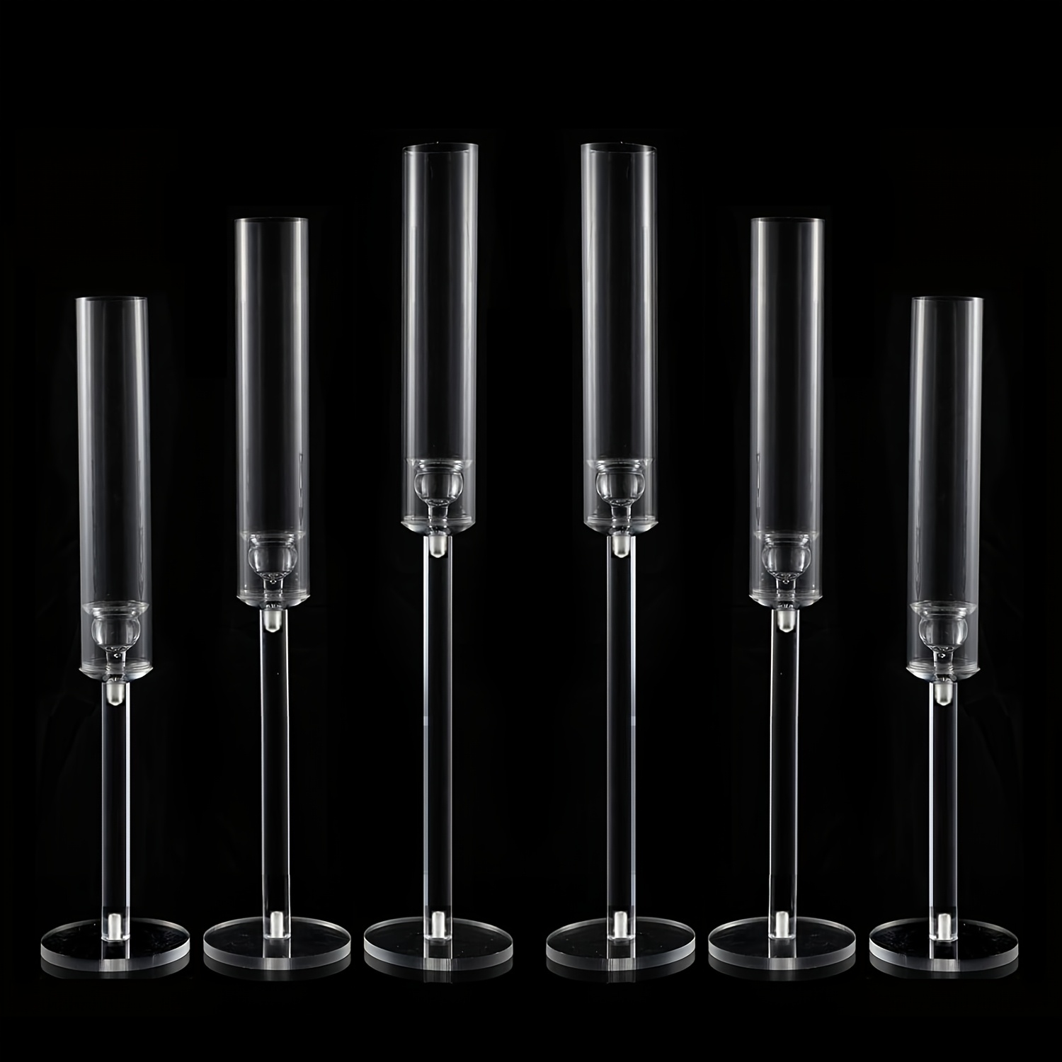 Elegant 6pcs Acrylic Candle Holder Set - Ultra-thin, Transparent Floating Design For Wedding & Party Decor