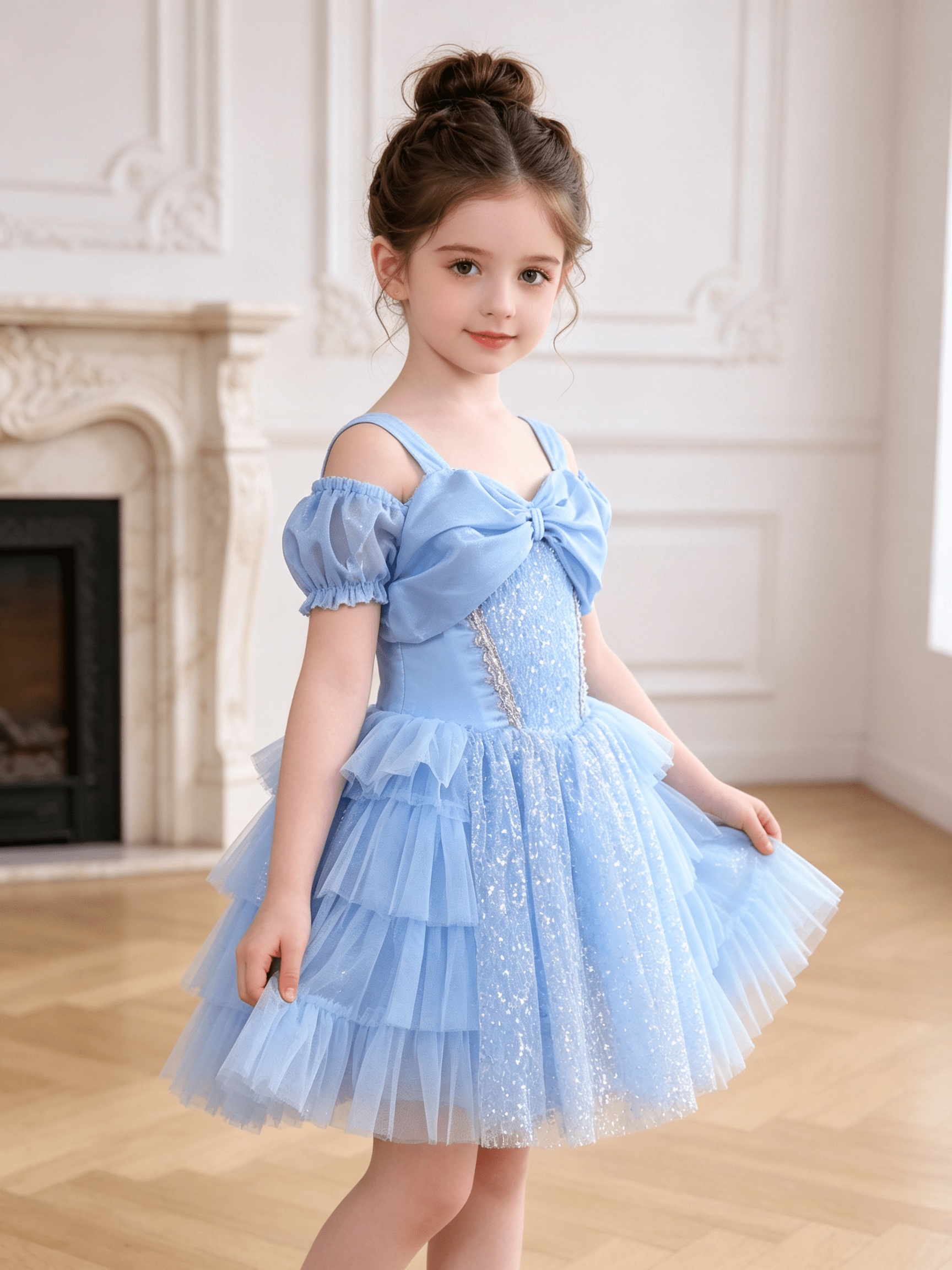imagen del artículo vestido de   para niña con   de lentejuelas, falda tutú de ballet, vestido de  , vestido de princesa de tul,   para uso   y festivales,elegante