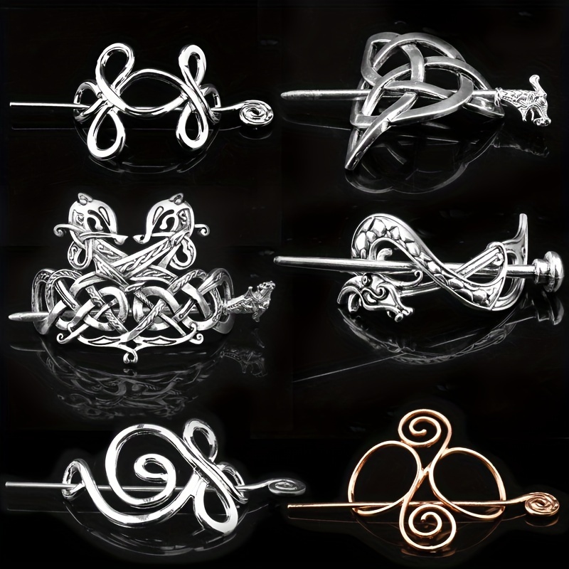 

6pcs/set Celtic Retro Headwear Creative Minimalist Antique Jewelry Hairpin Fashion Wig Curler