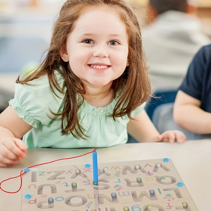 magnetic wooden alphabet beads educational toy for hand eye