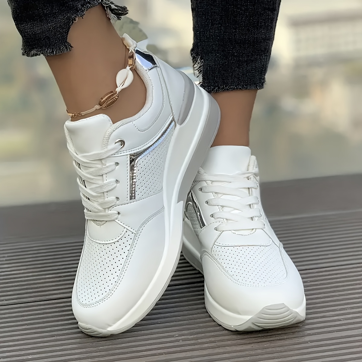 Women's Fashion Sneakers, High Heel Thick Bottom Heightening Sports Shoes,  Outdoor Versatile Comfortable Fashion Running Sports Casual Shoes