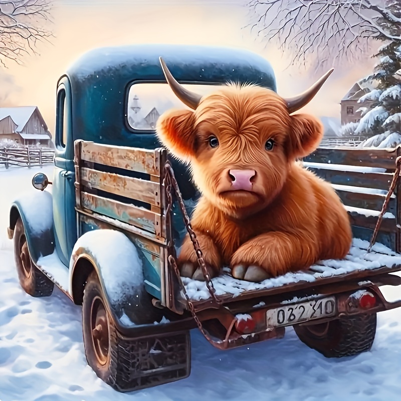 

Winter Truck & Highland Cow 5d Diamond Painting Kit – Round Acrylic Diamonds Animal Theme Art Set For Beginners – Diy Home Wall Decor Gem Art Craft 30x30cm (11.8x11.8 Inches)