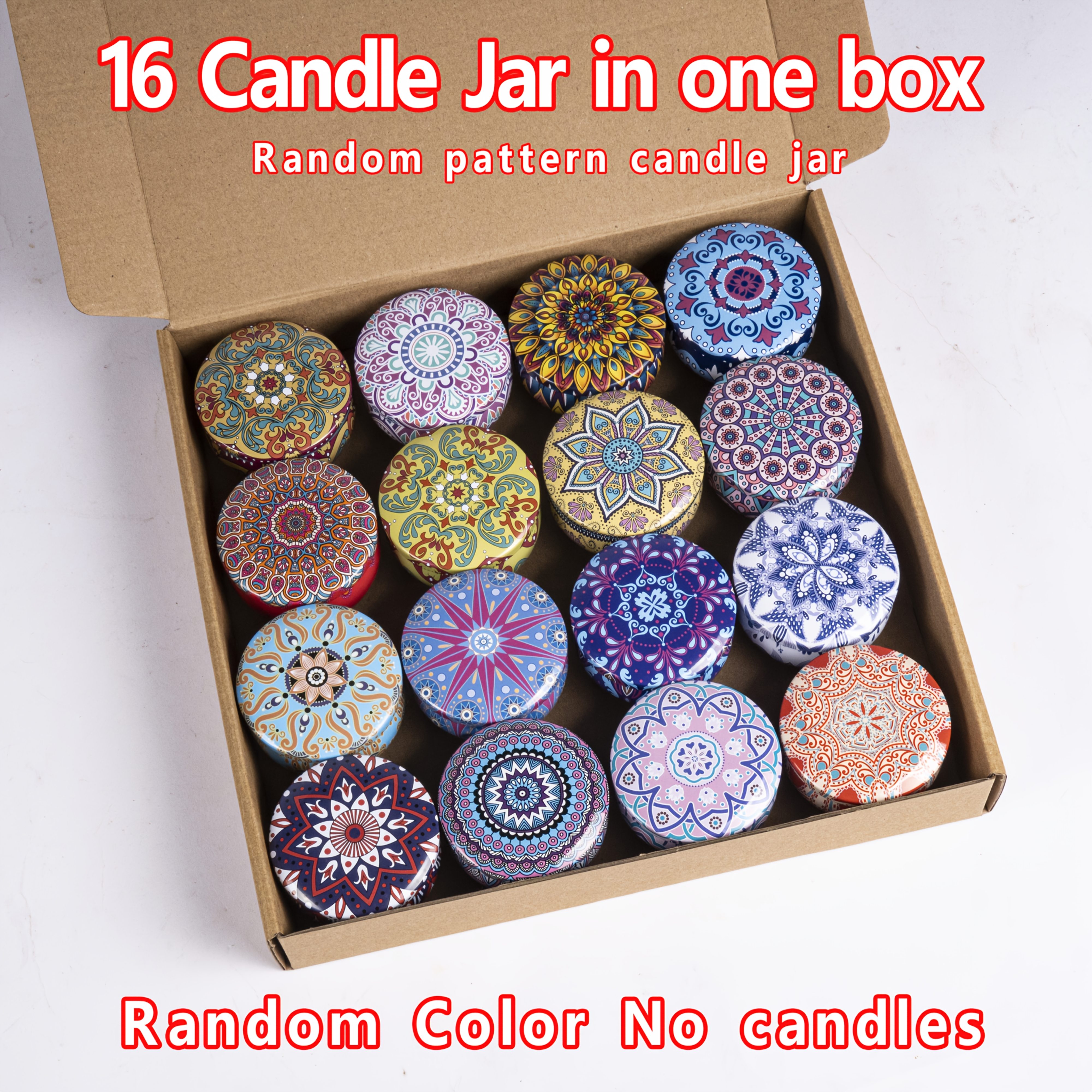 Image of 16pcs Bohemian Metal Candle Jars, 2.2oz Metal Candle Jars With Lids For Diy Candle Making, Crafts And Gifts - Reusable, High Temperature Resistant, Great For Beginners And Hobbyists