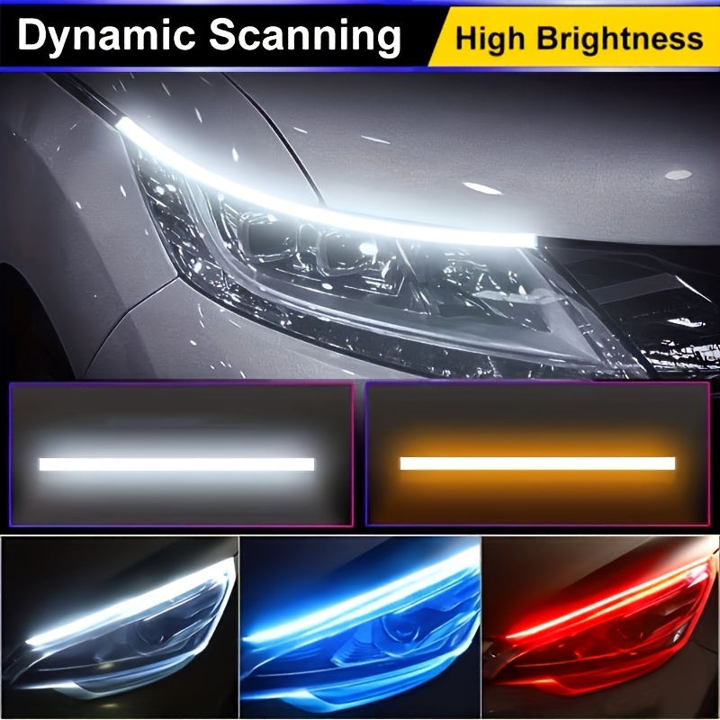 newest 60cm 24inch 2pcs led car decorative lights flexible strip auto ambient lighting 12v car lights 0