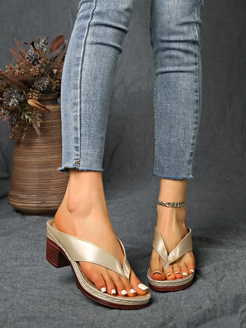 womens split toe wedge sandals slip on block heel synthetic cover upper rubber sole elegant open toe design for casual formal occasions sandals for wide feet durable insole versatile footwear stylish footwear able footwear office wear details 3