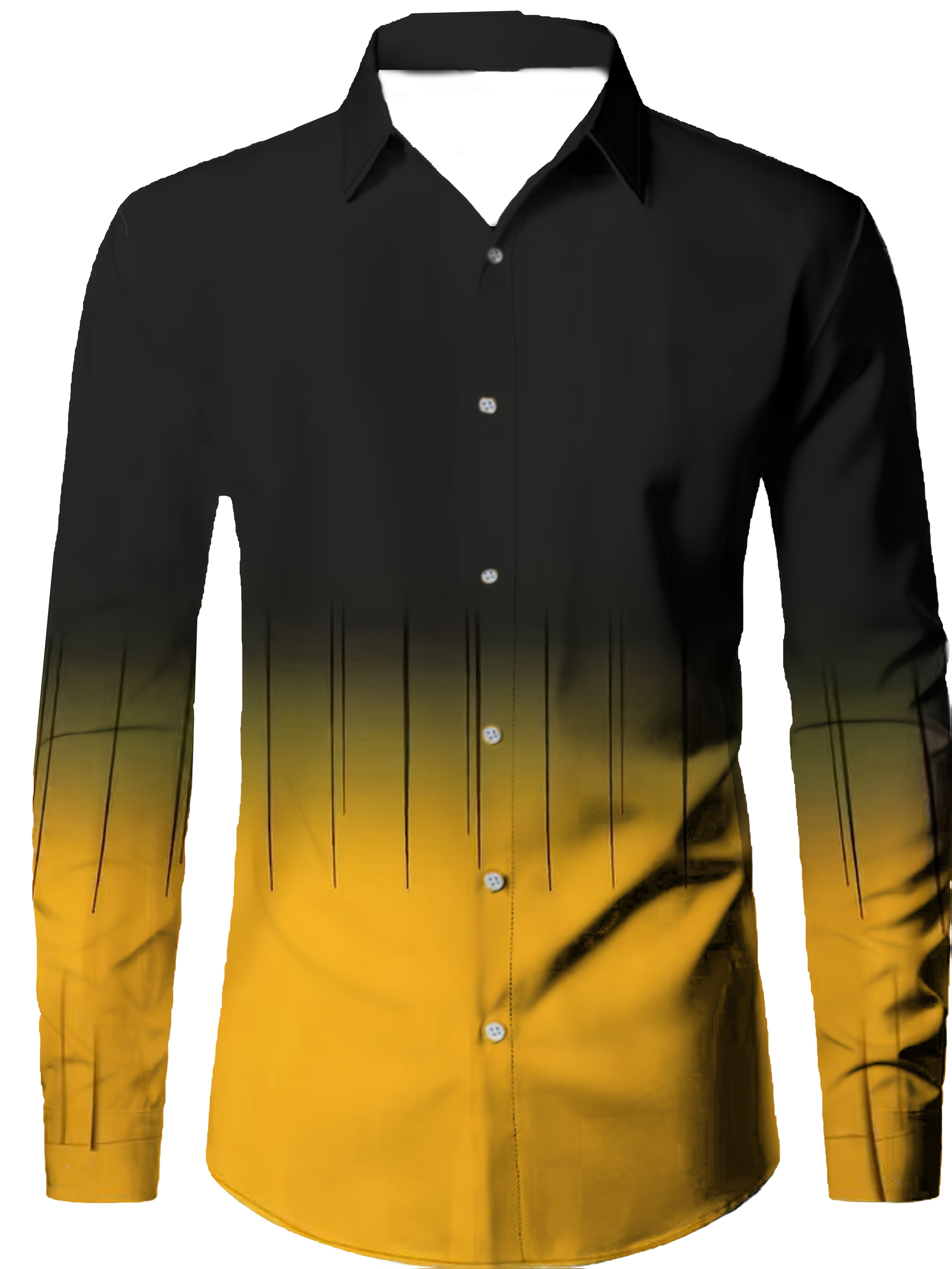 mens long sleeve shirt black yellow gradient lapel print Temu