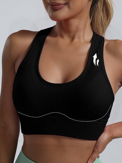 womens high stretch sports bra with crisscross back and honeycomb comfortable breathable soft and featuring removable pads wire free support and dual shoulder straps suitable for yoga fitness