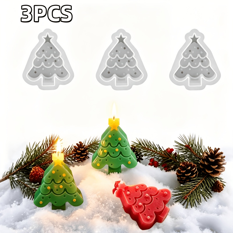 TEMU 3 Christmas Tree Candle Molds, 3 Christmas Tree Silicone Candle Molds For Candle Making, Soap Making, Epoxy Resin Casting, Home Themed Decor,
