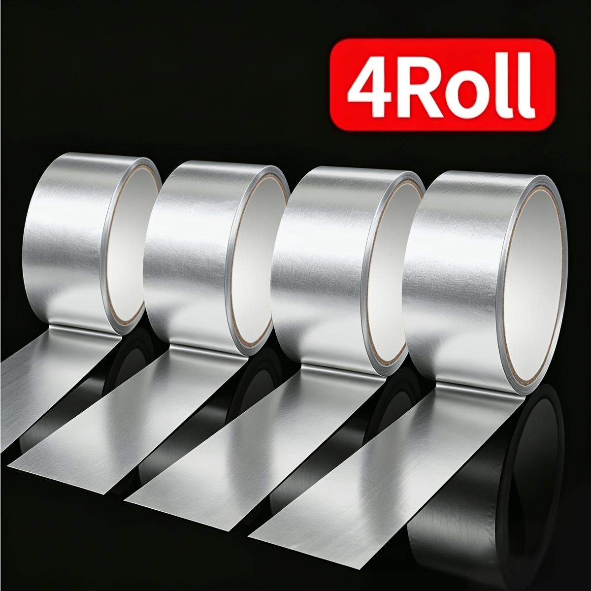 TEMU Cinta de aluminio de 4 rollos , impermeable y resistente al - Cinta ulpegajosa para tela y alfombra, ideal para decoración del hogar y uso en