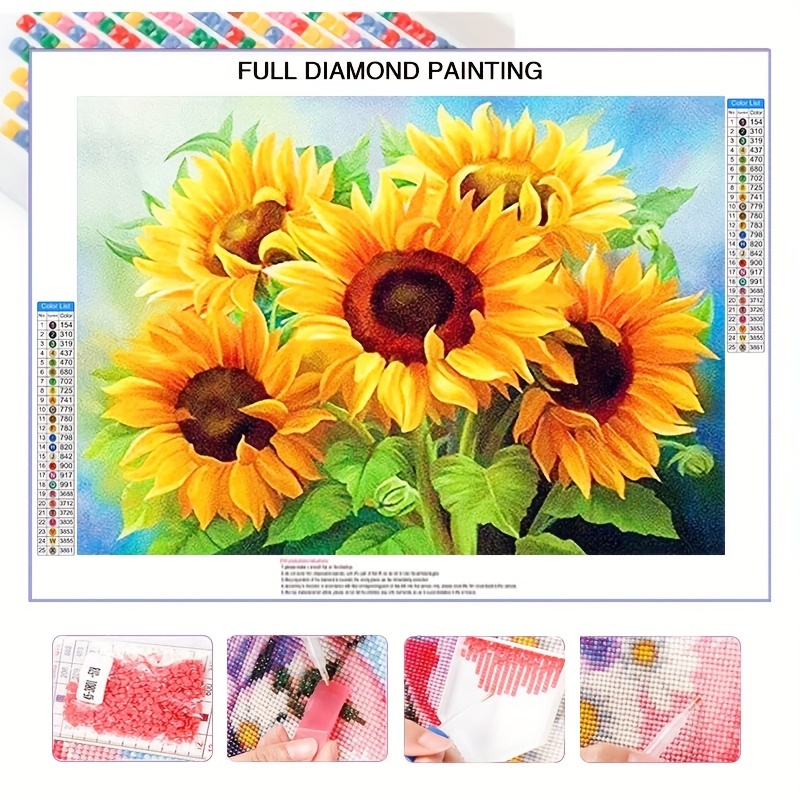 

5d Diamond Painting Kit 15.7x19.7in - Sunflower Flower Theme, Round Full Drill Canvas, Mosaic Art Wall Decor, Diamond Art Craft For Adults Beginner, Diy Home Living Room Decoration Gift (no Frame)