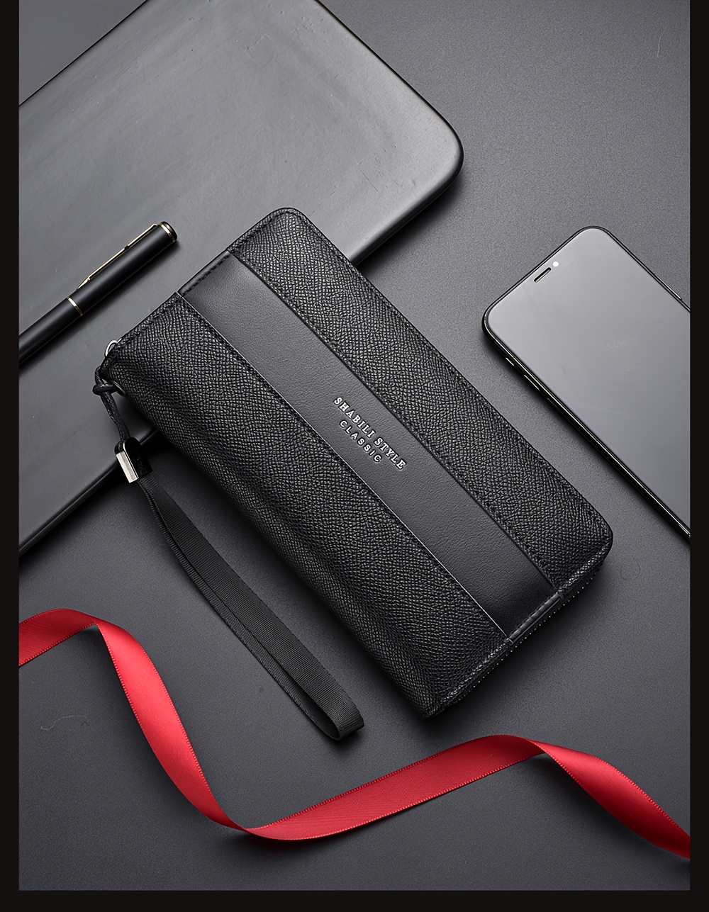 Cartera larga para hombre con gran capacidad, múltiples ranuras para tarjetas, monedero, tarjetero y clutch para .
