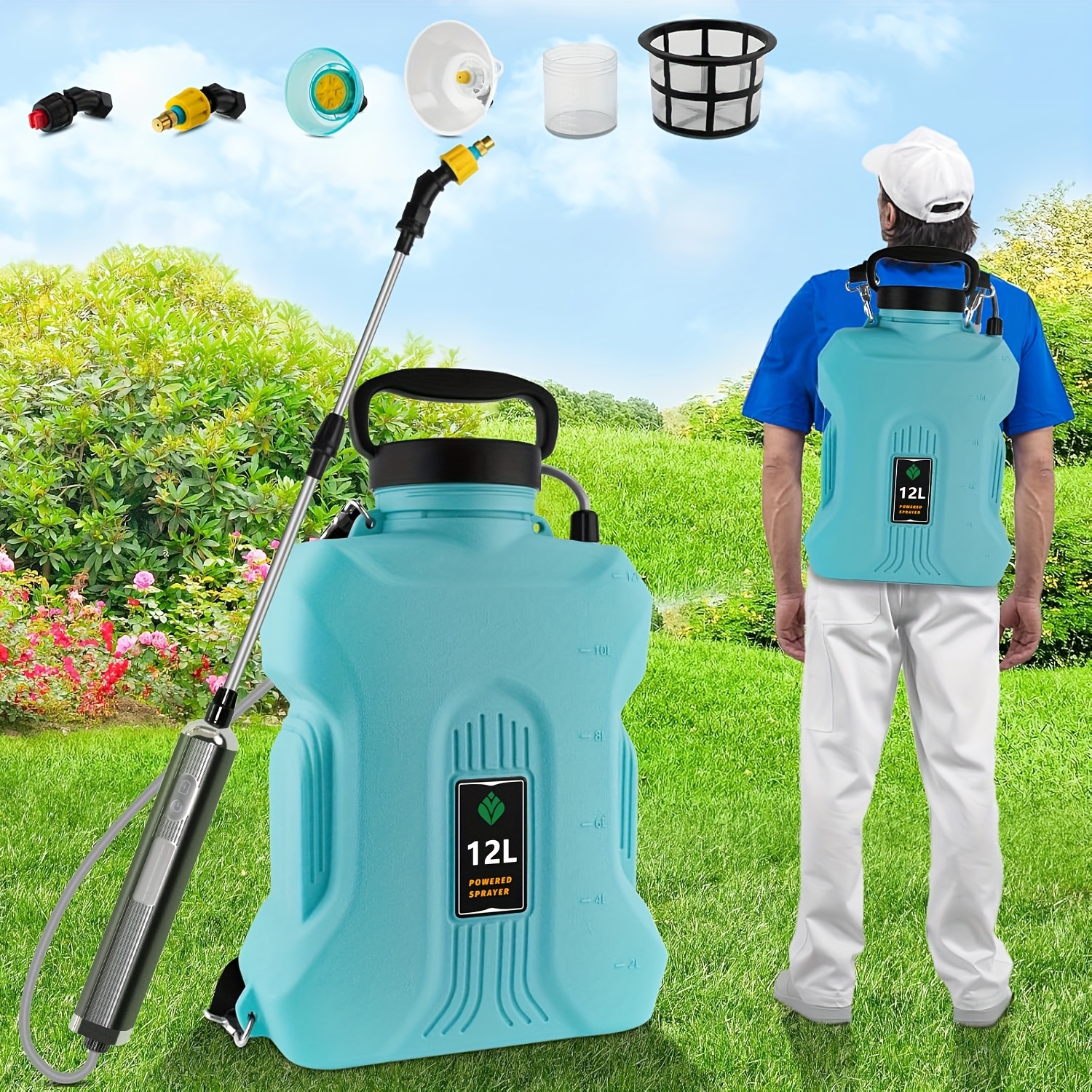 

2000mah Battery Powered Backpack Sprayer 3gallon, Electric Sprayer Killer With 3 Mist Nozzles & Usb Rechargeable Handle & Retractable Wand, Garden Pump Sprayer Bottle For Lawn, Garden (12l-blue)