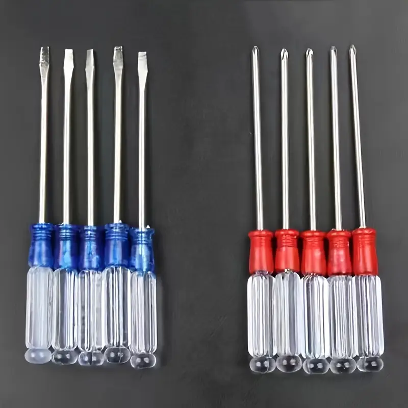 10pcs crystal screwdriver set with transparent handles durable steel multiple sizes of flat and phillips heads ideal for home and industrial use home screwdriver set transparent handle screwdriver durable steel screwdriver Product details 4