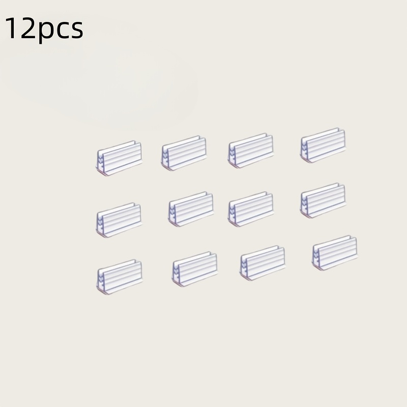 12pcs Clear Self-adhesive Screen & Panel Clips - Transparent Plastic Holders For Desks, Countertops & Glass Shelves, Secure & Organize Items With Ease