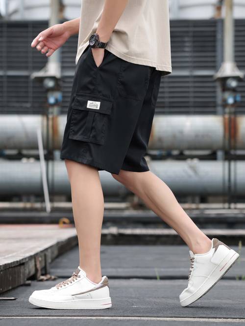 mens multi pocket cargo shorts casual waist drawstring cargo shorts for summer bermuda shorts