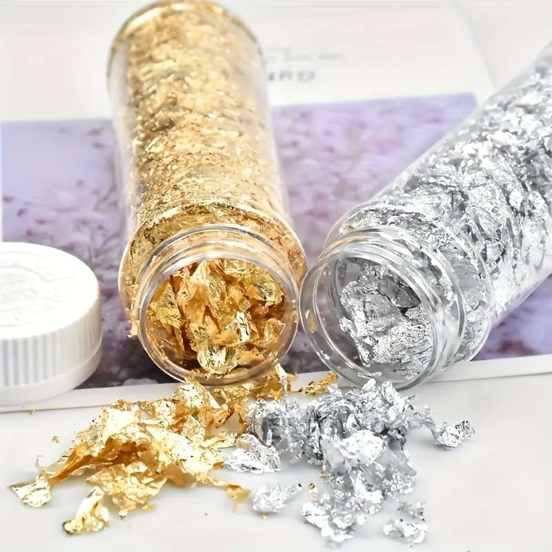 

1pc Golden Foil Silvery Foil Flakes, Metallic Foil For Nail Art, Diy Crafts, Birthday Party Decoration, Wedding Anniversary Gift