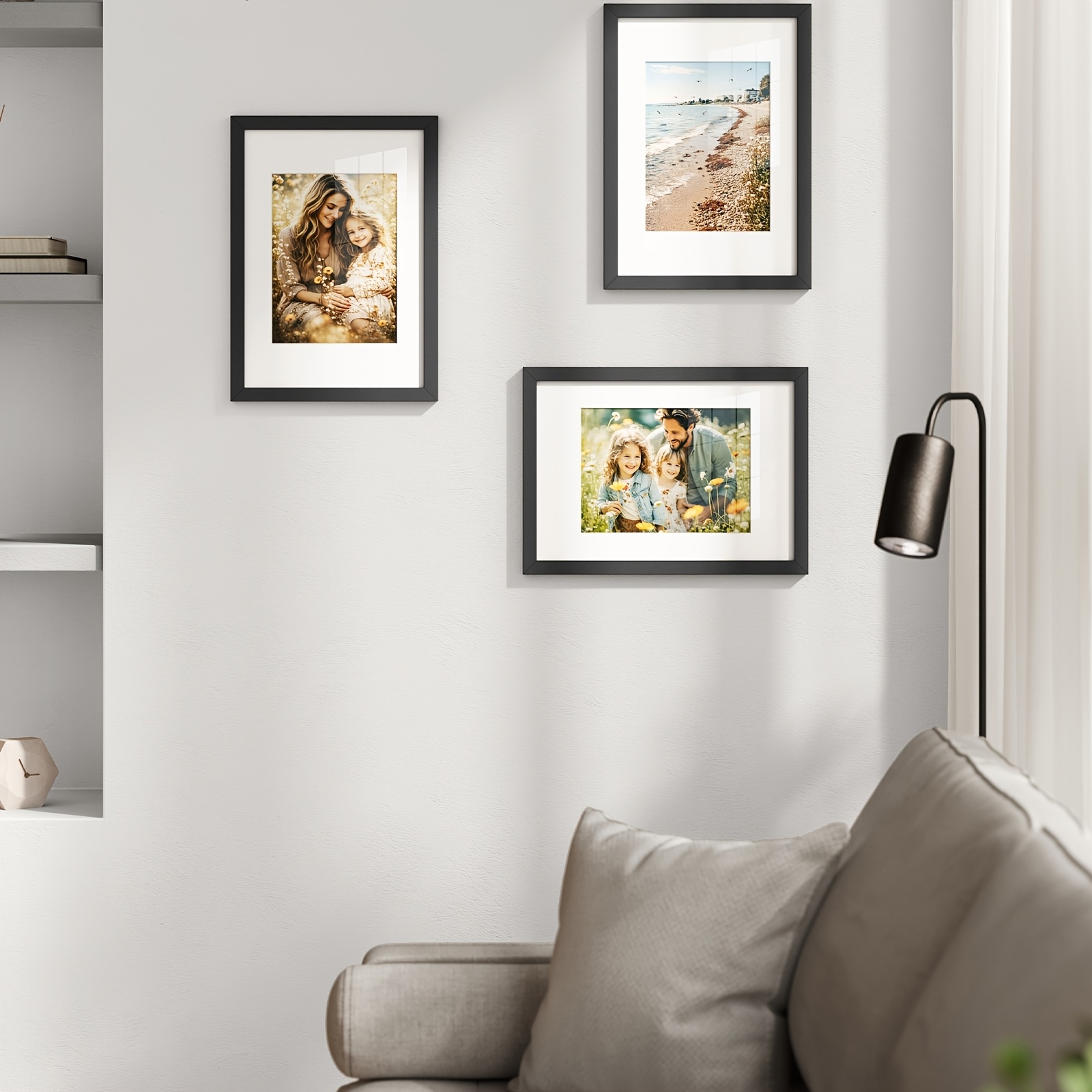 TEMU A4 Picture Frames, Photo Frames, Wall Hanging Or Tabletop Display, Mdf, Nails Included, Set Of 3, Black
