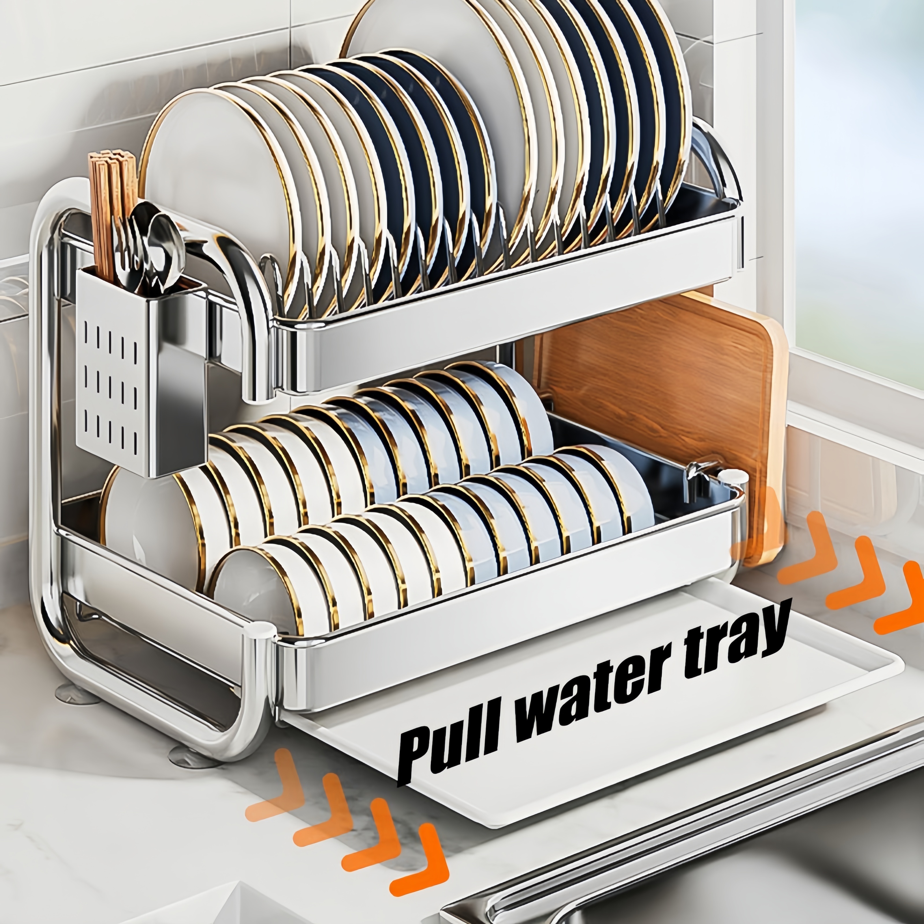 stainless steel dish drying rack space saving dish rack dish racks for kitchen counter stainless steel kitchen drying rack with a cutlery holder Product details 0