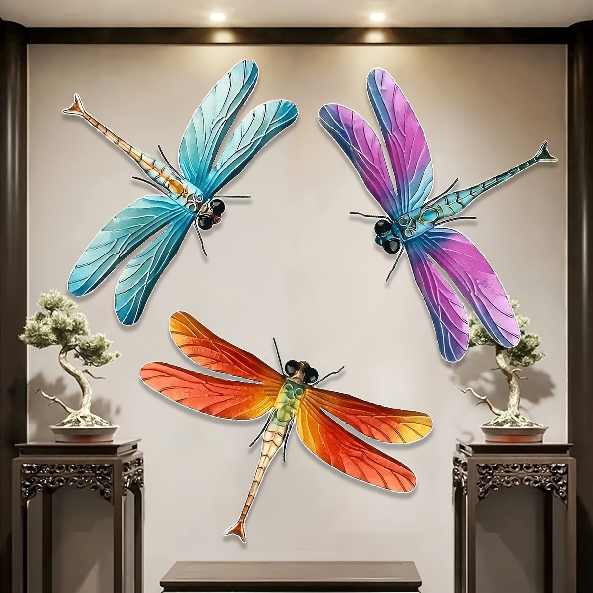 

Metal Dragonfly Fence Wall Art Decoration 3pcs Set 14 Inch Dragonfly Wall Hanging Decoration For Indoor And Outdoor Patio Yard Room Decoration