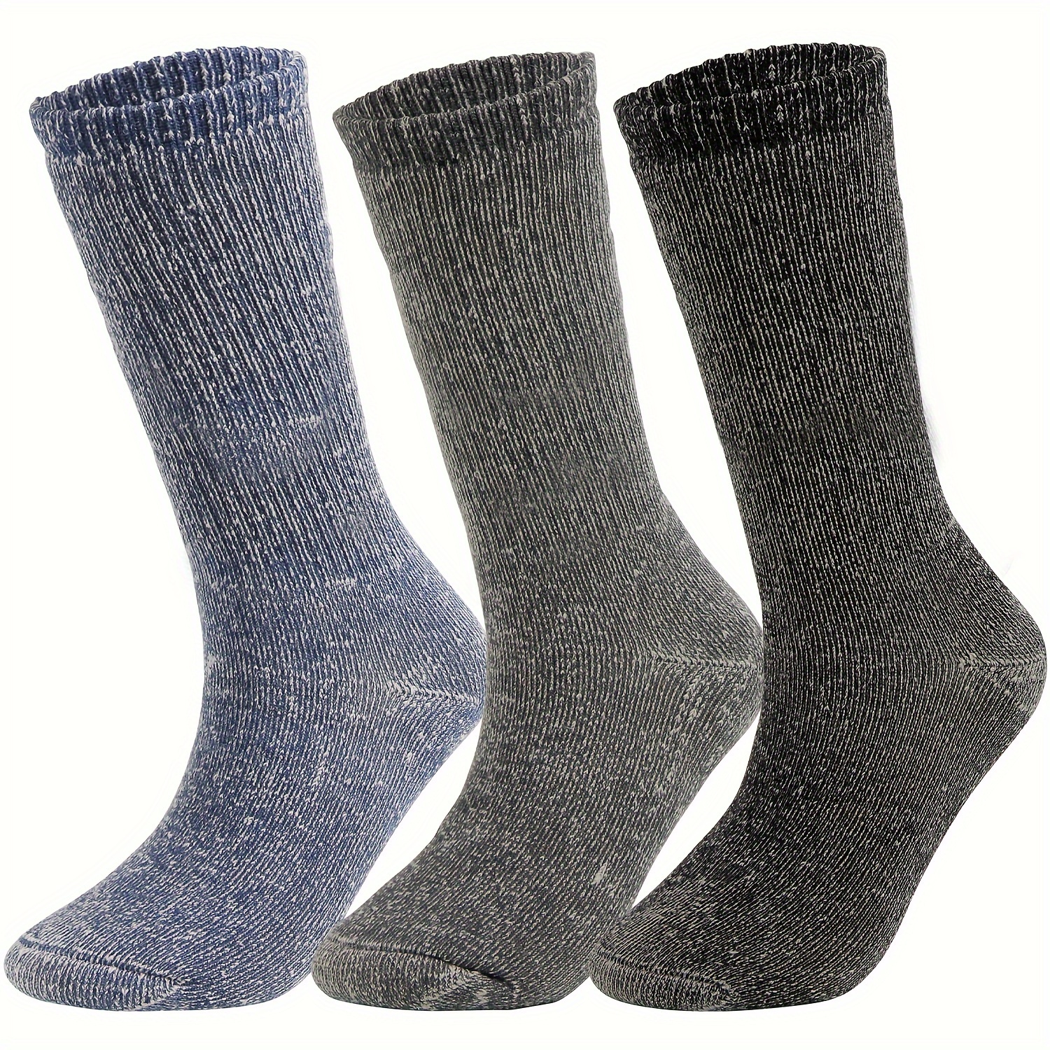 

3 Pairs Merino Wool Socks For Men - Warm Sock - Thermal Boot Socks For Hiking Working Running