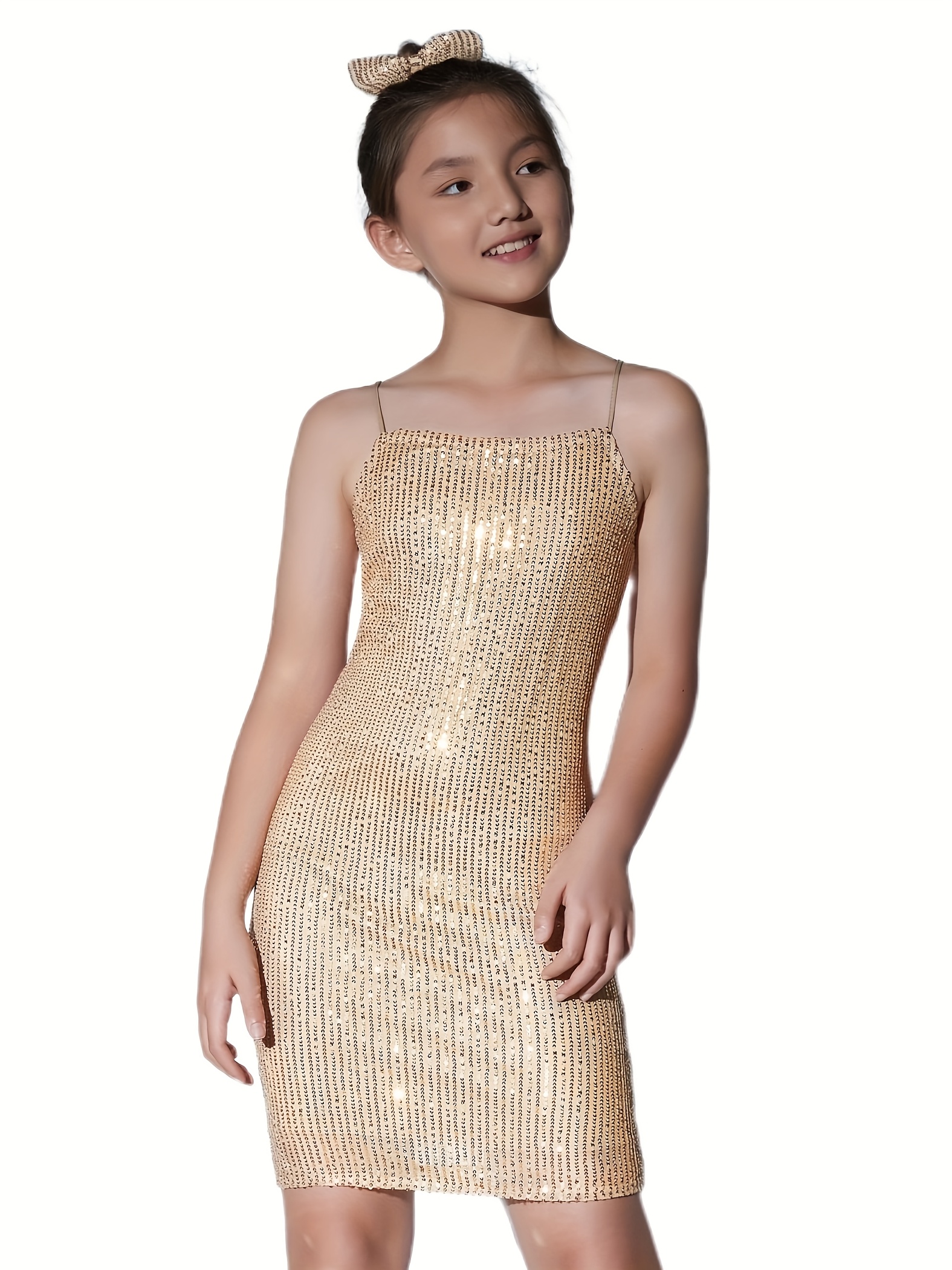 exarus girls sparkly bodycon mini dress sequin spaghetti strap