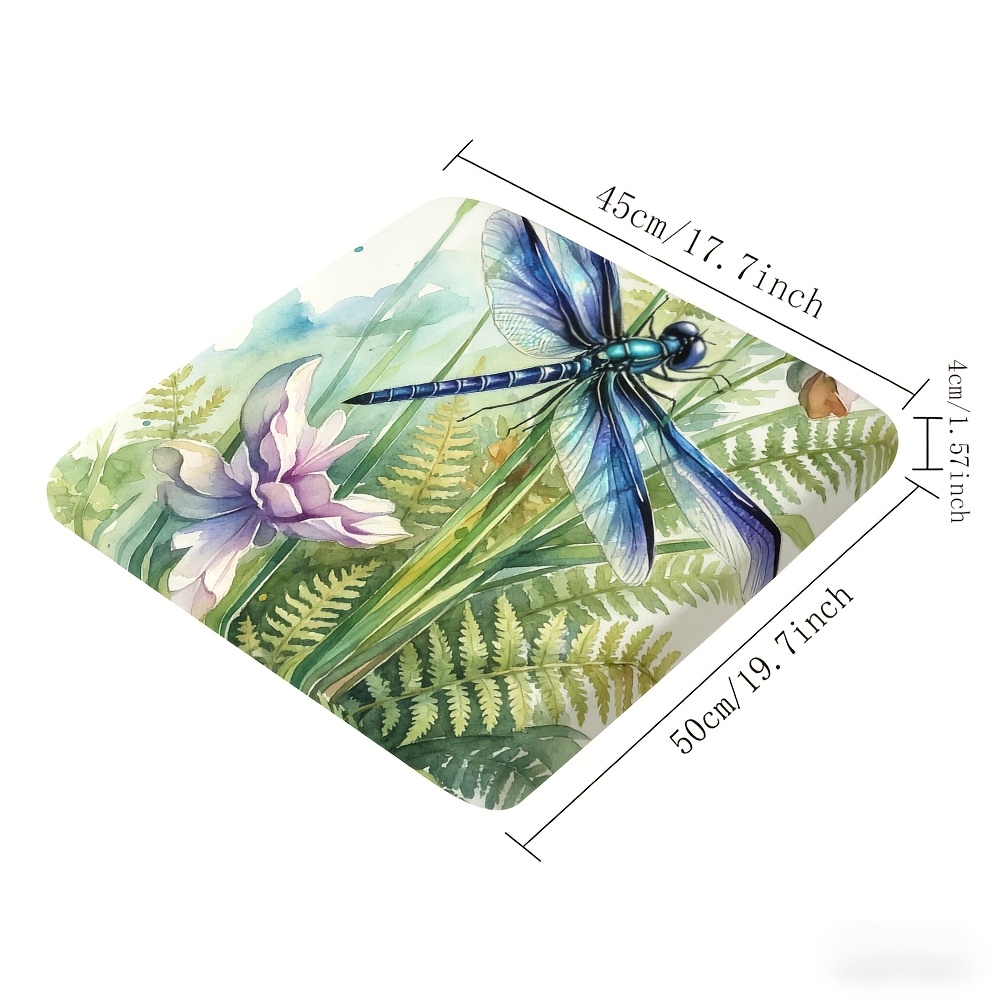 1pc Silent Winged Dragonfly Pattern Courtyard Chair Seat Cushion, Indoor And Outdoor Seat Cushions, Back Cushions, Size 19.7*17.7*1.57inch, Suitable for Garden Chairs, Office Chairs And Floor Seats. Soft And Comfortable