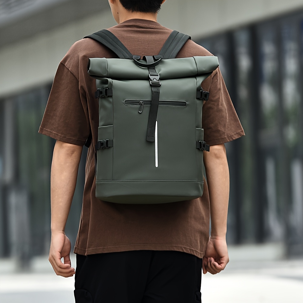 Functional Roll Top Backpack for Men, Large Capacity High Quality Backpack, Commute Travel Laptop Bag Student School Bag
