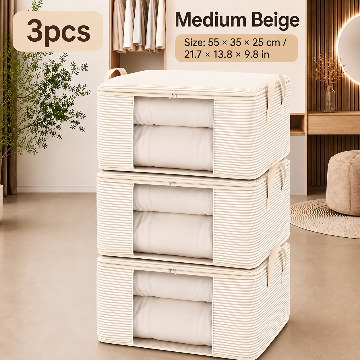 3pcs Extra Large Storage Bag for Quilt and Clothes