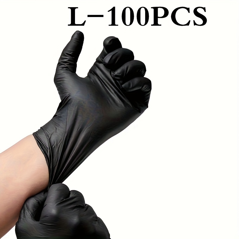 E-shop 100 Stück Einweg-Schwarze Nitrilhandschuhe, Langlebig Elastisch, Vielseitig für Haushaltsreinigung, Haarefärben, Tierpflege, Für Links-