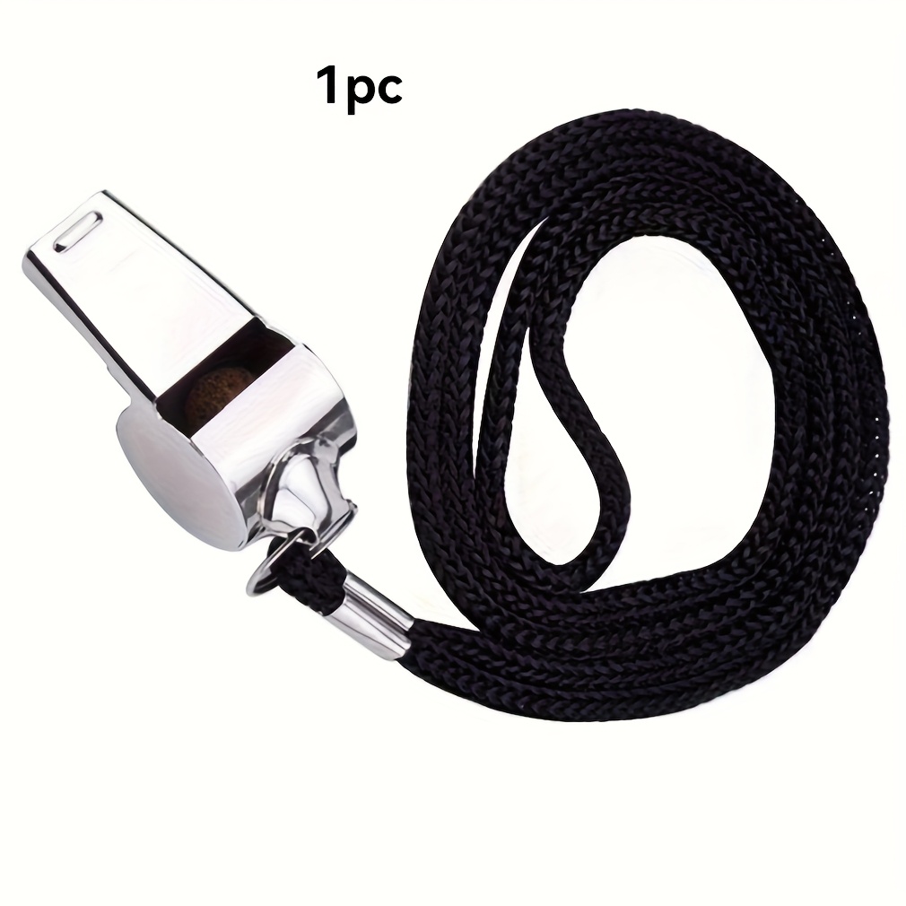 1-pack Durable Stainless Steel Sports Whistle With Lanyard - Great For Referees, , Football, Basketball, And Cheerleading - Tool, Whistle | Sturdy Lanyard Design | Whistle