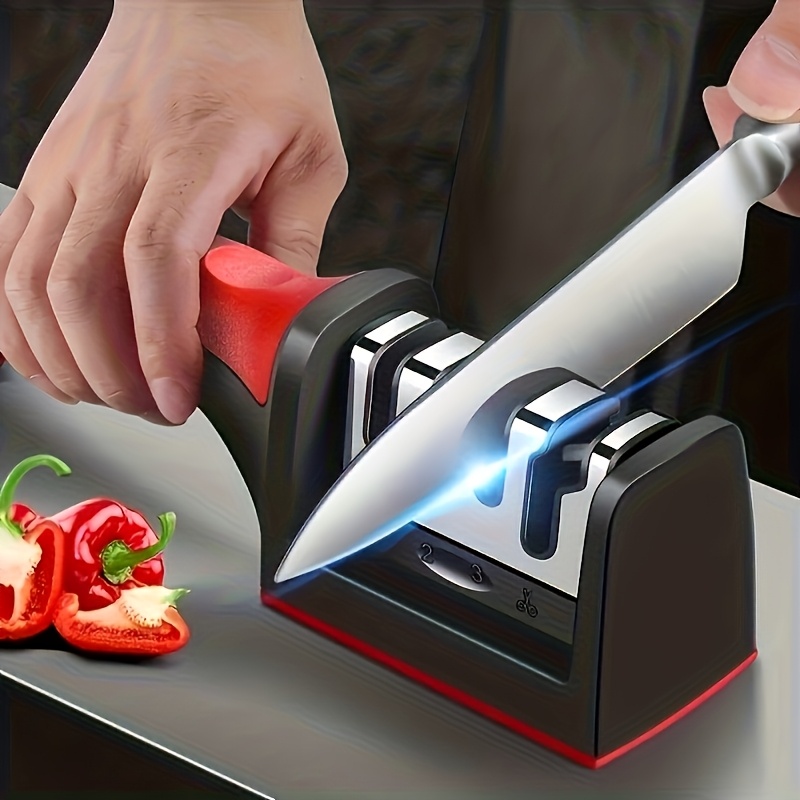 TEMU Knife And Scissors Sharpener | Plastic, Non-electric, Multi-functional Sharpening For Knives And Scissors