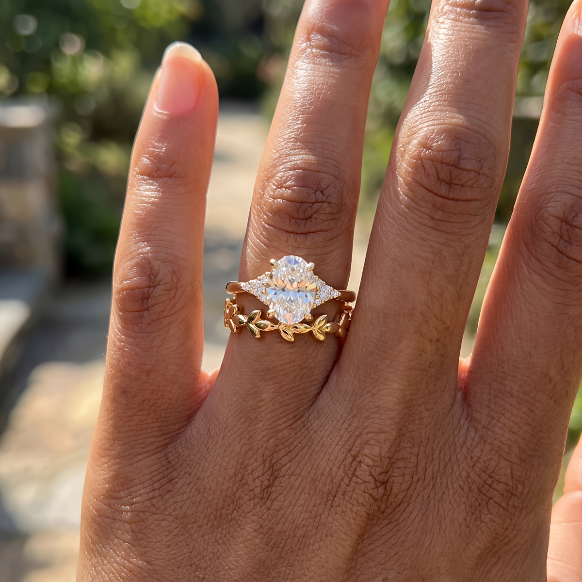 2pcs Wheat Leaf Ring Set, Women's Daily Wear Accessory
