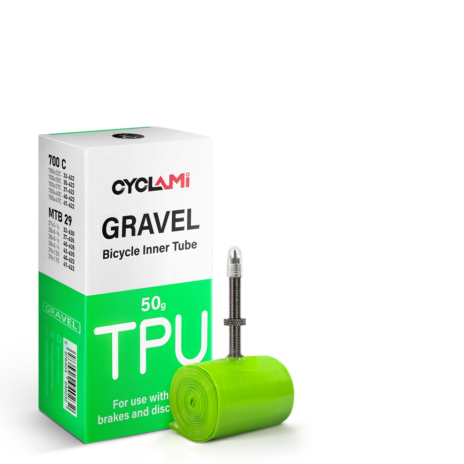 Image of 1pc Cyclami Detachable Valve Bicycle Inner Tube, 50g Lightweight Portable Tpu Tube, French Valve Fv 45mm, Suitable For 700c 32c 35c 37c 40c 47c