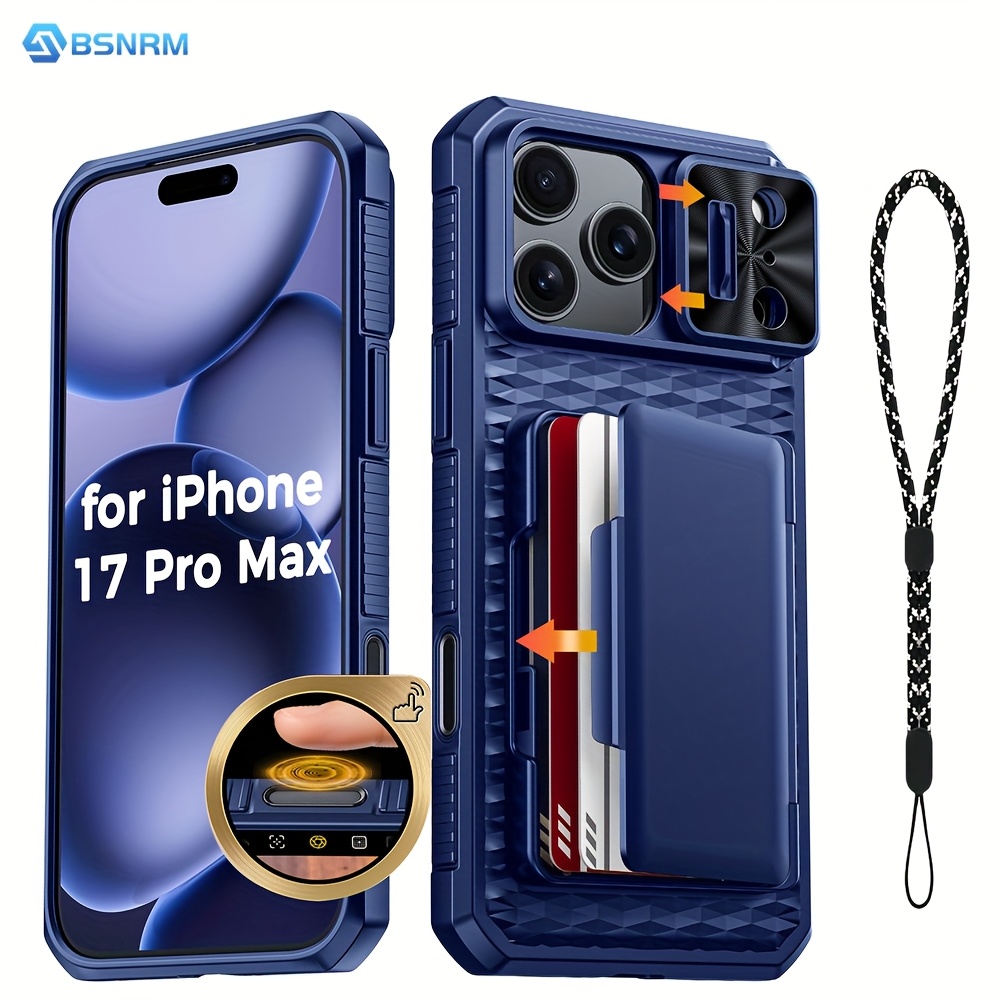 Phone case: Compatible with iPhone 17 Pro Max Case Wallet (with mobile  phone lanyard with * Card Holder (Stores 4 - 5 Cards) | Slide Lens Cover &  with Control Capture Button |Halloween ...