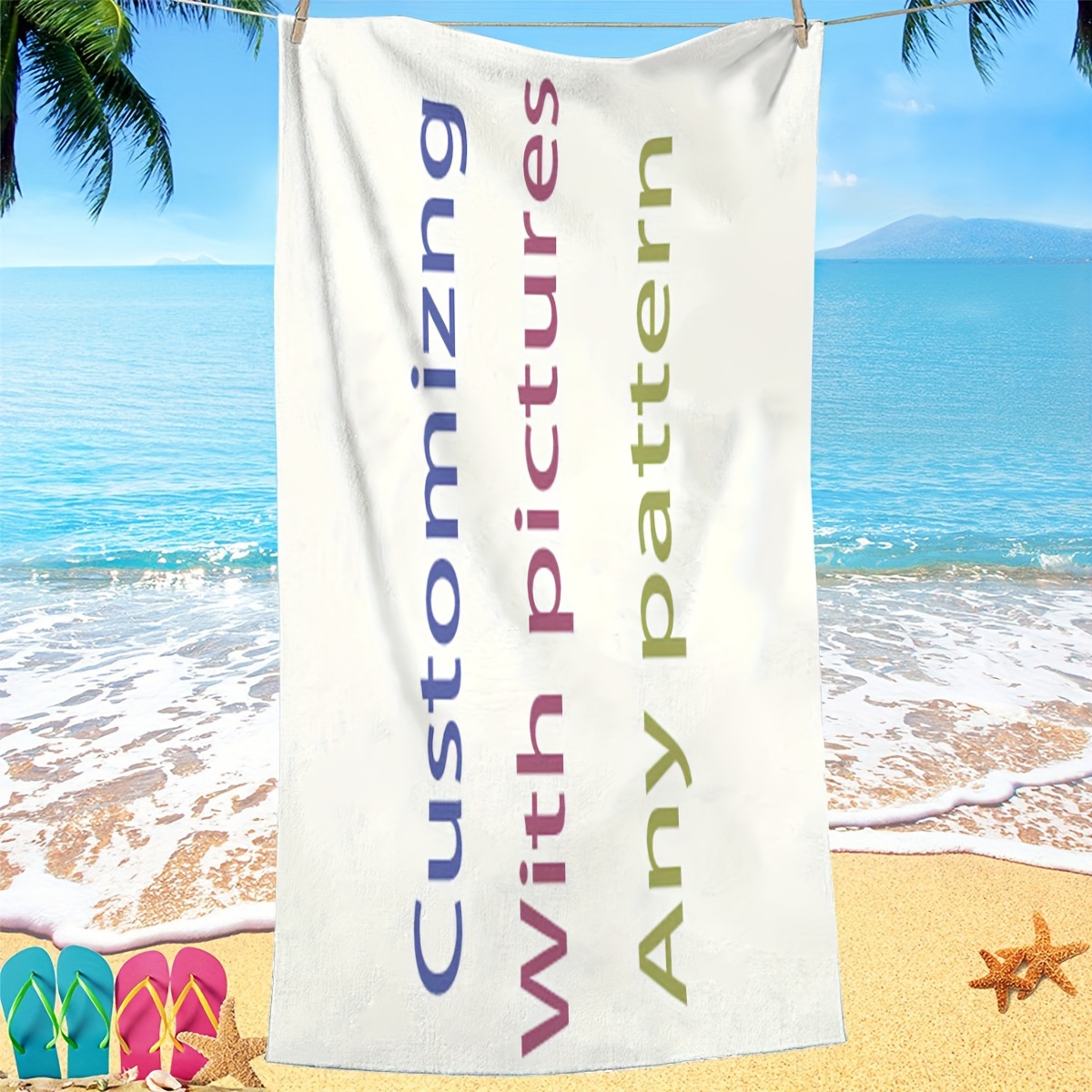 TEMU 1pc Custom Beach Towel, Personalized Beach Blanket, Super Absorbent Swimming Towel, Suitable For Beach Swimming Outdoor Camping Travel, Ideal