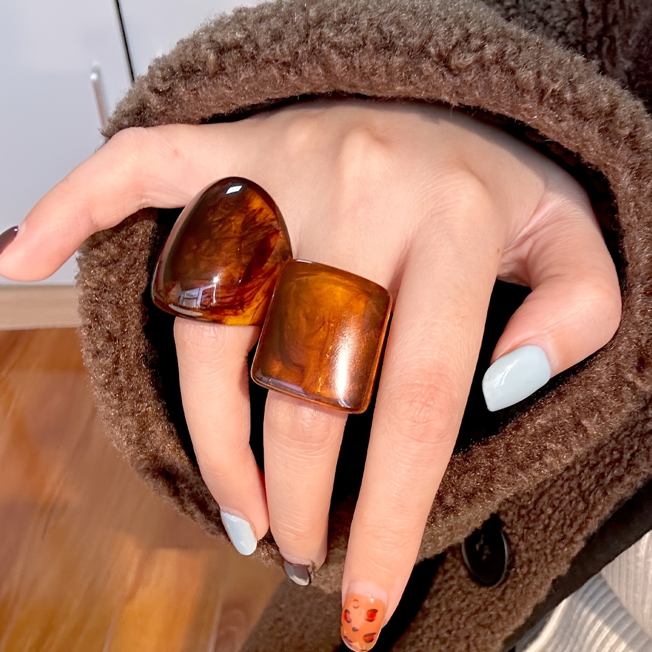

Elegant 2pcs Set Rings - Unique Irregular Shape, Parties & Gifts